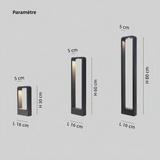 Borne lumineuse extérieure rectangulaire noire LED moderne IP65 pour jardin