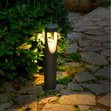 Borne lumineuse jardin LED cylindrique en aluminium noir moderne IP65