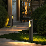 Borne lumineuse jardin LED cylindrique en aluminium noir moderne IP65