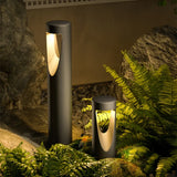 Borne lumineuse jardin LED cylindrique en aluminium noir moderne IP65