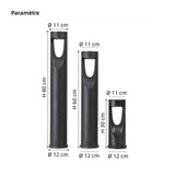 Borne lumineuse jardin LED cylindrique en aluminium noir moderne IP65