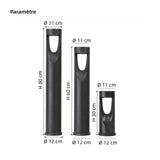 Borne lumineuse jardin LED cylindrique en aluminium noir moderne IP65