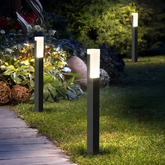 Borne lumineuse solaire extérieur en aluminium noir moderne LED IP65 pour jardin