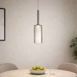 Suspension en verre cylindrique moderne LED hauteur réglable pour salle à manger