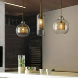 Suspension en verre transparent et métal moderne à hauteur réglable pour salle à manger