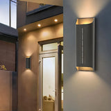 Applique exterieur haut bas LED solaire moderne en métal noir IP65