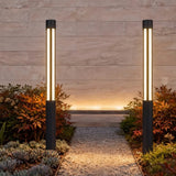 Borne lumineuse extérieure cylindrique moderne LED noir aluminium IP65 pour jardin