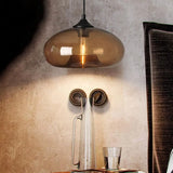 Suspension en verre coloré ovale moderne réglable en hauteur salle à manger