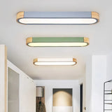 Plafonnier couloir LED ovale scandinave en bois et métal dimmable