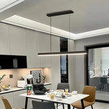 Suspension linéaire minimaliste LED dimmable en aluminium pour salle à manger