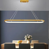Suspension en bois ovale scandinave LED dimmable pour salle à manger