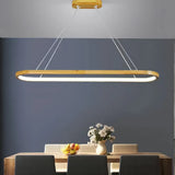 Suspension ovale scandinave en bois LED dimmable pour salle à manger