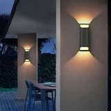 Applique exterieur haut bas LED solaire moderne en métal noir IP65
