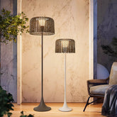 Lampadaire extérieur en rotin solaire LED IP65 scandinave pour terrasse