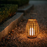 Lampadaire solaire extérieur lanterne moderne effet bambou IP65 pour terrasse