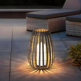 Lampadaire solaire extérieur lanterne moderne effet bambou IP65 pour terrasse