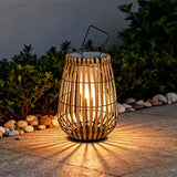 Lampadaire solaire extérieur lanterne moderne effet bambou IP65 pour terrasse