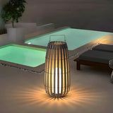 Lampadaire solaire extérieur lanterne moderne effet bambou IP65 pour terrasse