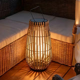 Lampadaire solaire extérieur lanterne moderne effet bambou IP65 pour terrasse