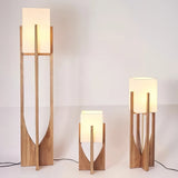 Lampadaire en bois naturel rectangulaire pour salon