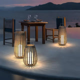 Lampadaire solaire exterieur lanterne effet bambou moderne IP65 pour jardin