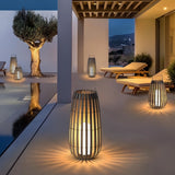 Lampadaire solaire extérieur lanterne moderne effet bambou IP65 pour terrasse