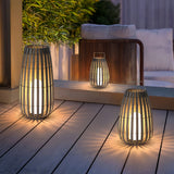 Lampadaire solaire extérieur lanterne moderne effet bambou IP65 pour terrasse