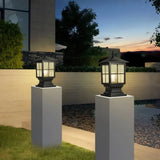 Lampe pilier exterieur lanterne moderne en aluminium noir et verre IP65 pour jardin