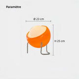 Lampe de table orange vintage en verre en boule pour chevet