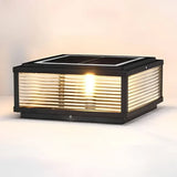 Lampe solaire de pilier carrée en verre noir moderne LED IP65 pour jardin