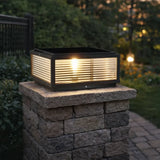 Lampe solaire de pilier carrée en verre noir moderne LED IP65 pour jardin