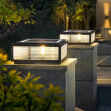 Lampe solaire de pilier carrée en verre noir moderne LED IP65 pour jardin