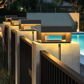 Lampe solaire de pilier moderne en inox noir LED IP65 pour jardin