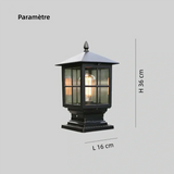 Lampe pilier exterieur lanterne moderne en aluminium noir et verre IP65 pour jardin