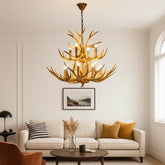Lustre bois de cerf rustique pour salon