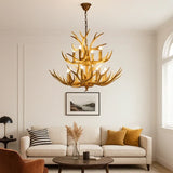 Lustre bois de cerf rustique pour salon