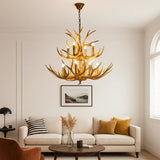 Lustre bois de cerf rustique pour salon