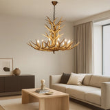 Lustre bois de cerf rustique pour salon