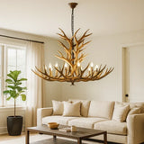 Lustre bois de cerf rustique pour salon