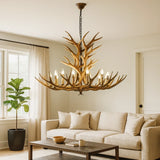 Lustre bois de cerf rustique pour salon