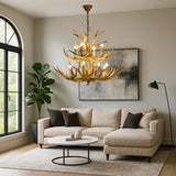 Lustre bois de cerf rustique pour salon