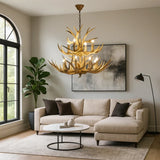 Lustre bois de cerf rustique pour salon