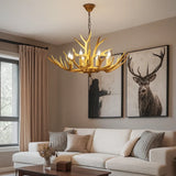 Lustre bois de cerf rustique pour salon