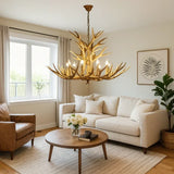 Lustre bois de cerf rustique pour salon