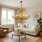 Lustre bois de cerf rustique pour salon