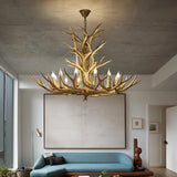 Lustre bois de cerf rustique pour salon