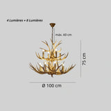 Lustre bois de cerf rustique pour salon