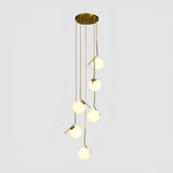 Lustre escalier moderne à boules en verre LED