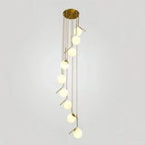 Lustre escalier moderne à boules en verre LED