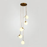 Lustre escalier moderne à boules en verre LED